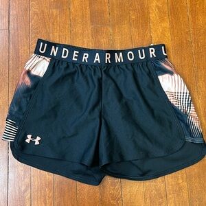 Under Armour Heat Gear Loose Black Athletic Running Shorts Womens Small Logo UA
